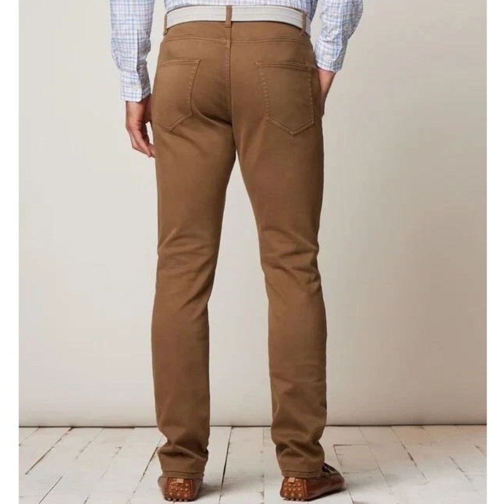 Johnnie O Khaki Brown Terry Cloth 5 Pocket Pants Stretch Size 33 - Picture 2 of 13